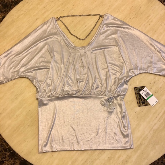 Rocawear Tops - New Rocawear Silk Fashion Chain Top in Silver L